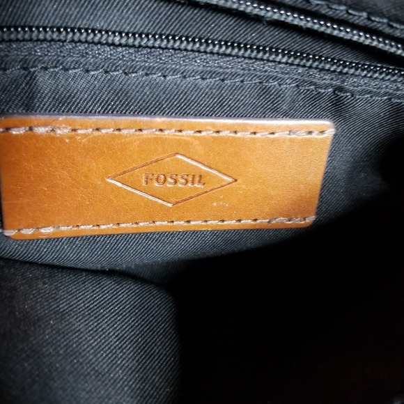 Fossil Crossbody Black Brown Leather Snake Print Harper Bag Purse Classic‎ - Picture 3 of 10